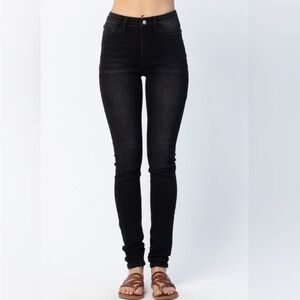 Judy Blue Black Skinny Stretch High Rise Jeans ~ LONG Length 9/29